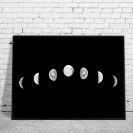Plakat w ramie z motywem czarno-białego plakatu z fazami księżyca