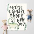 Alfabet i dinozaur plakat dla dzieci