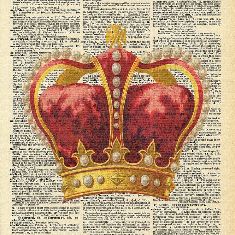 Plakat z koroną królowej w złotym kolorze