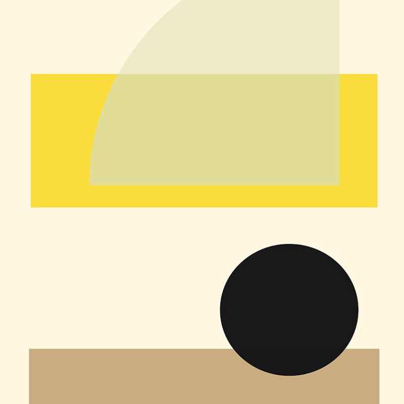 Plakat z motywem geometrii w żółtym kolorze