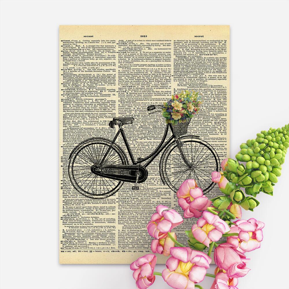 Plakat z rowerem i gazetą do upiększenia gabinetu
