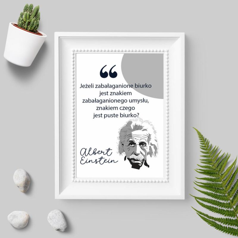 Plakat z sentencją Einsteina do dekoracji biura