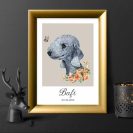 plakat przedstawiający psa bedlington terrier